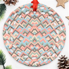 Trendy Chic Modern Chevron Pattern Ornament (round Filigree)  by GardenOfOphir