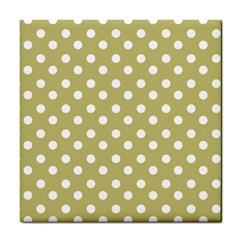 Lime Green Polka Dots Tile Coasters by GardenOfOphir