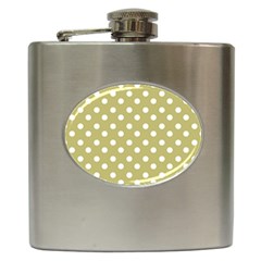 Lime Green Polka Dots Hip Flask (6 Oz) by GardenOfOphir