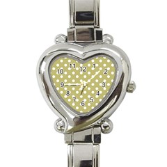 Lime Green Polka Dots Heart Italian Charm Watch by GardenOfOphir