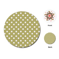 Lime Green Polka Dots Playing Cards (round)  by GardenOfOphir