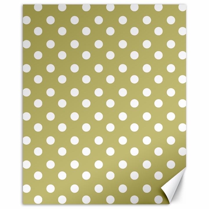 Lime Green Polka Dots Canvas 16  x 20  