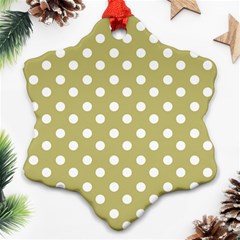 Lime Green Polka Dots Snowflake Ornament (2-side) by GardenOfOphir