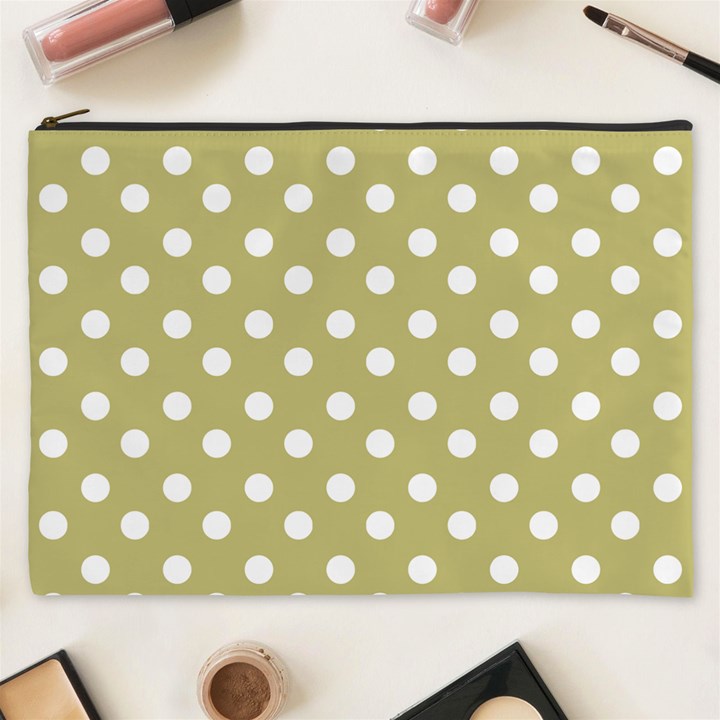 Lime Green Polka Dots Cosmetic Bag (XXXL) 