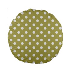 Lime Green Polka Dots Standard 15  Premium Round Cushions by GardenOfOphir