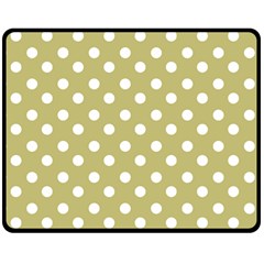 Lime Green Polka Dots Double Sided Fleece Blanket (medium)  by GardenOfOphir