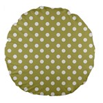 Lime Green Polka Dots Large 18  Premium Flano Round Cushions Front