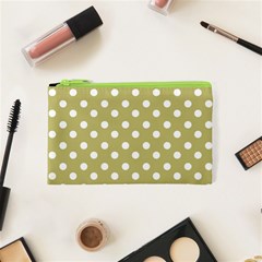 Lime Green Polka Dots Cosmetic Bag (xs) by GardenOfOphir