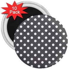 Gray Polka Dots 3  Magnets (10 Pack)  by GardenOfOphir