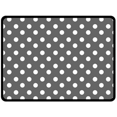 Gray Polka Dots Double Sided Fleece Blanket (large)  by GardenOfOphir