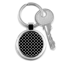 Black And White Polka Dots Key Chains (round)  by GardenOfOphir