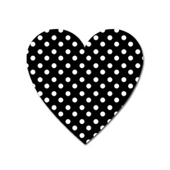 Black And White Polka Dots Heart Magnet by GardenOfOphir