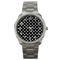 Black And White Polka Dots Sport Metal Watches by GardenOfOphir