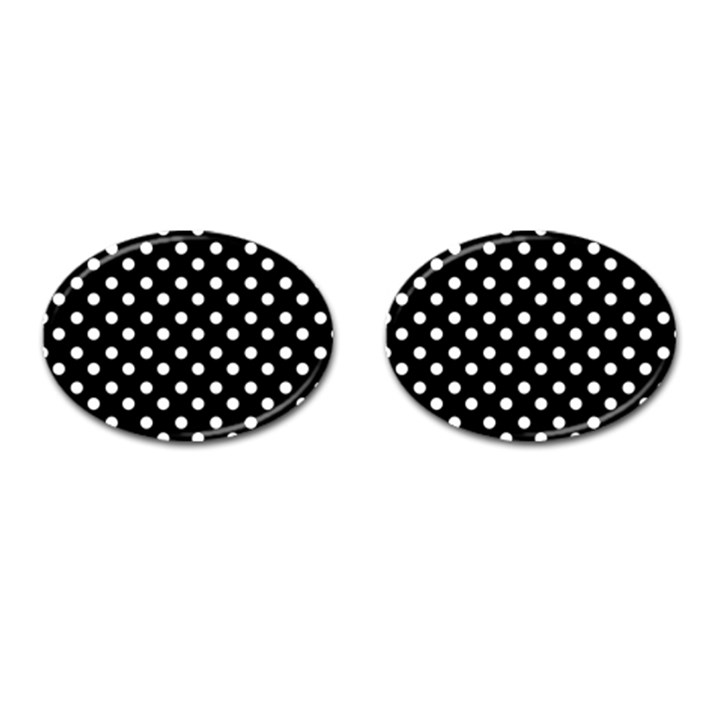 Black And White Polka Dots Cufflinks (Oval)