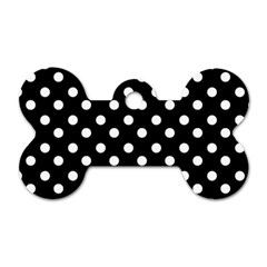 Black And White Polka Dots Dog Tag Bone (one Side) by GardenOfOphir