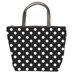 Black And White Polka Dots Bucket Bags by GardenOfOphir