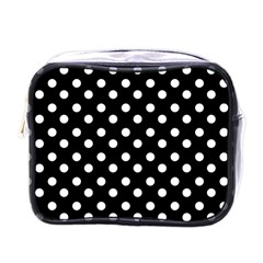 Black And White Polka Dots Mini Toiletries Bags by GardenOfOphir