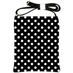 Black And White Polka Dots Shoulder Sling Bags by GardenOfOphir