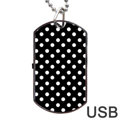 Black And White Polka Dots Dog Tag Usb Flash (one Side) by GardenOfOphir