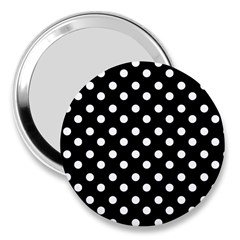 Black And White Polka Dots 3  Handbag Mirrors by GardenOfOphir