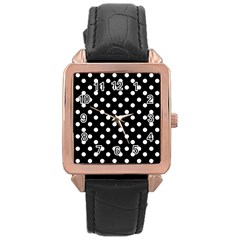 Black And White Polka Dots Rose Gold Watches by GardenOfOphir