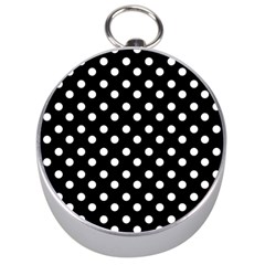 Black And White Polka Dots Silver Compasses by GardenOfOphir