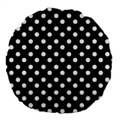 Black And White Polka Dots Large 18  Premium Flano Round Cushions by GardenOfOphir