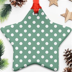 Mint Green Polka Dots Ornament (star)  by GardenOfOphir