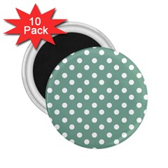 Mint Green Polka Dots 2 25  Magnets (10 Pack)  by GardenOfOphir