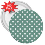 Mint Green Polka Dots 3  Buttons (100 pack)  Front