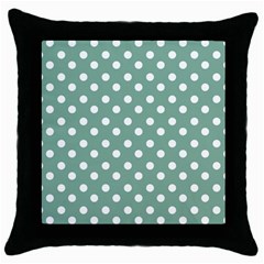 Mint Green Polka Dots Throw Pillow Cases (black) by GardenOfOphir