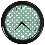 Mint Green Polka Dots Wall Clocks (Black) Front