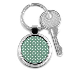 Mint Green Polka Dots Key Chains (round)  by GardenOfOphir