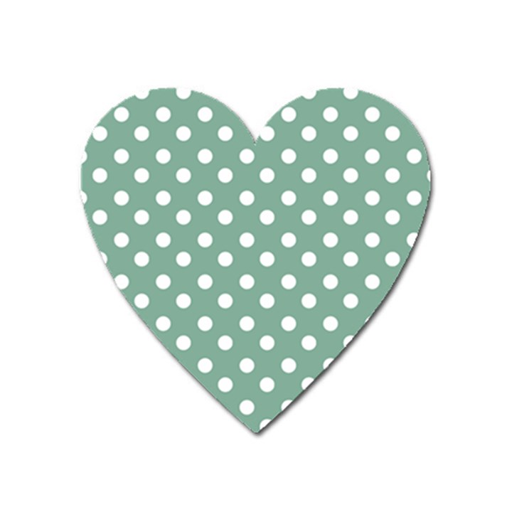 Mint Green Polka Dots Heart Magnet