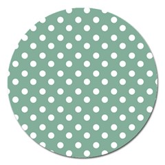 Mint Green Polka Dots Magnet 5  (round) by GardenOfOphir