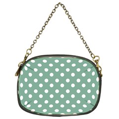 Mint Green Polka Dots Chain Purses (one Side)  by GardenOfOphir