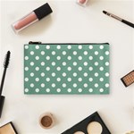 Mint Green Polka Dots Cosmetic Bag (Small)  Front