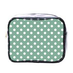 Mint Green Polka Dots Mini Toiletries Bags Front