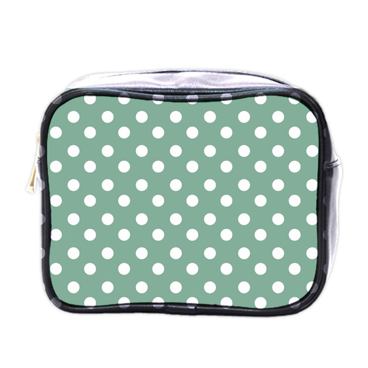 Mint Green Polka Dots Mini Toiletries Bags