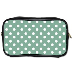 Mint Green Polka Dots Toiletries Bags by GardenOfOphir