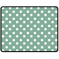 Mint Green Polka Dots Fleece Blanket (medium)  by GardenOfOphir