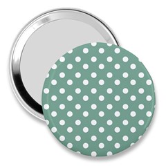 Mint Green Polka Dots 3  Handbag Mirrors by GardenOfOphir