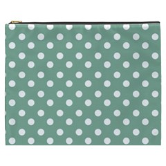 Mint Green Polka Dots Cosmetic Bag (xxxl)  by GardenOfOphir