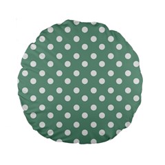 Mint Green Polka Dots Standard 15  Premium Round Cushions by GardenOfOphir