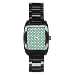 Mint Green Polka Dots Stainless Steel Barrel Watch Front