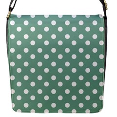 Mint Green Polka Dots Flap Messenger Bag (s) by GardenOfOphir