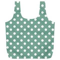 Mint Green Polka Dots Full Print Recycle Bags (l)  by GardenOfOphir