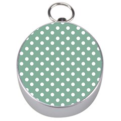 Mint Green Polka Dots Silver Compasses by GardenOfOphir