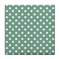 Mint Green Polka Dots Tile Coasters by GardenOfOphir