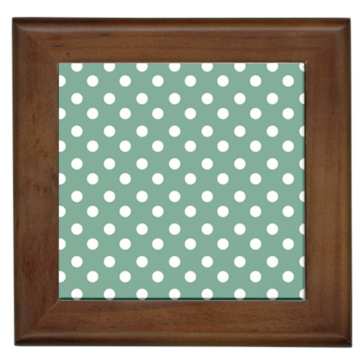 Mint Green Polka Dots Framed Tiles